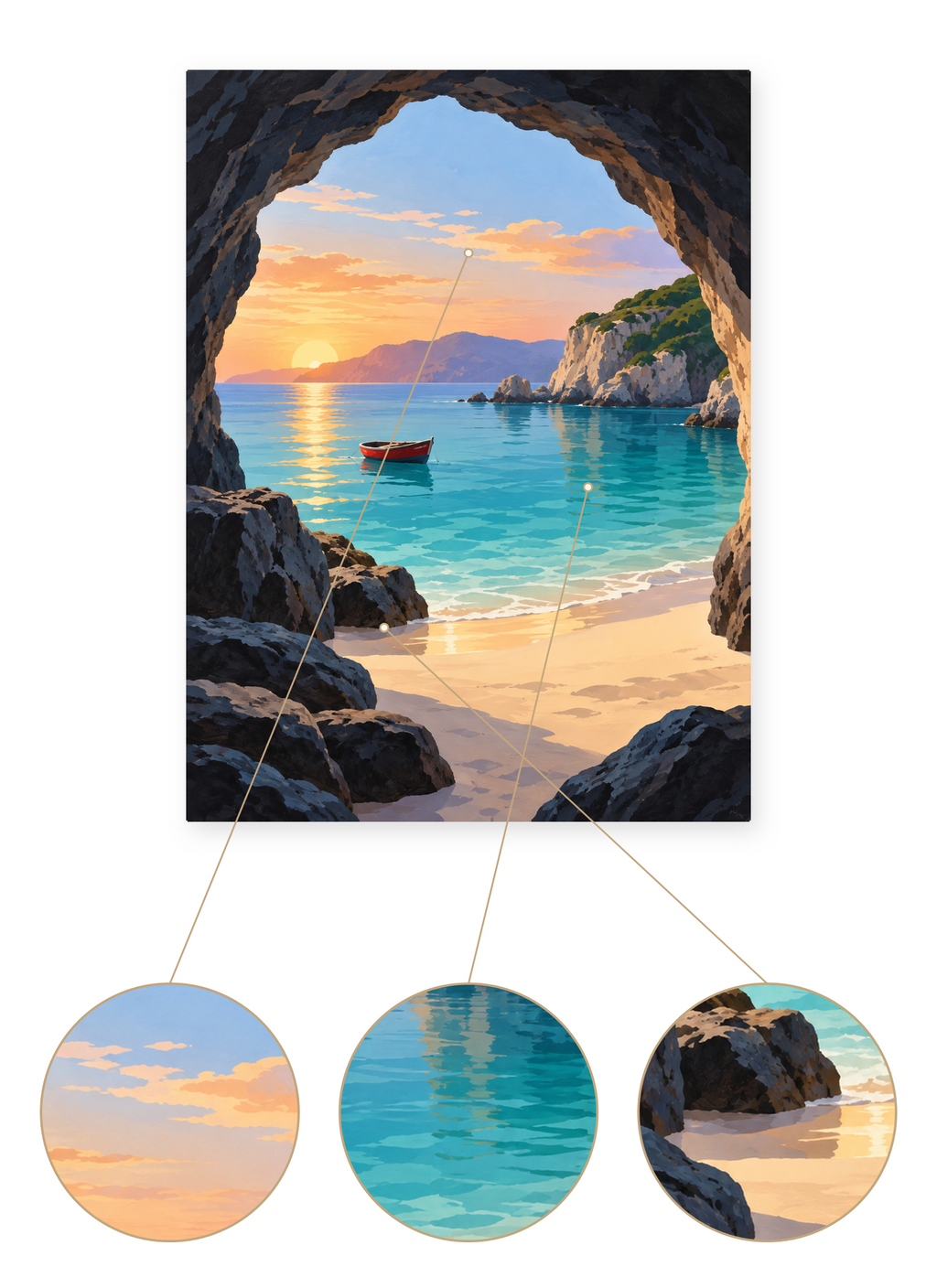 Hidden Cove finished seascape artwork detail