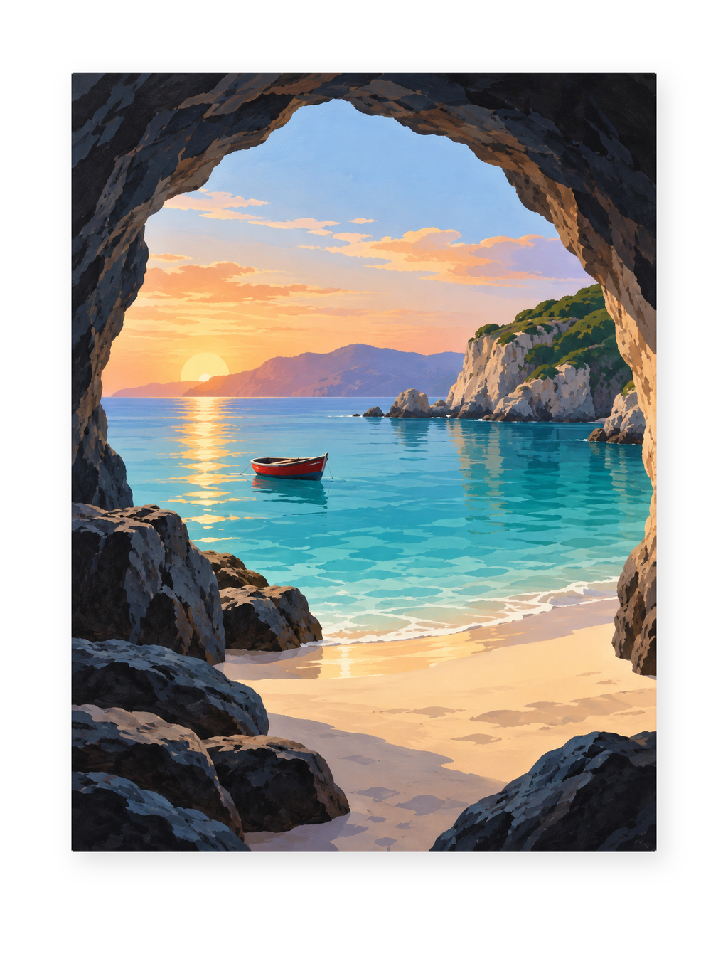 Hidden Cove coastal paint by numbers artwork for adults
