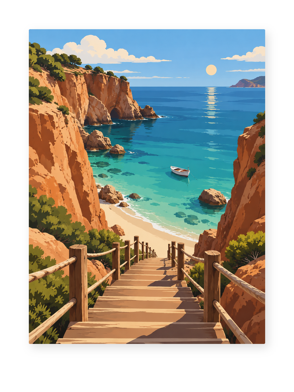 Cove Stairway coastal paint by numbers artwork for adults