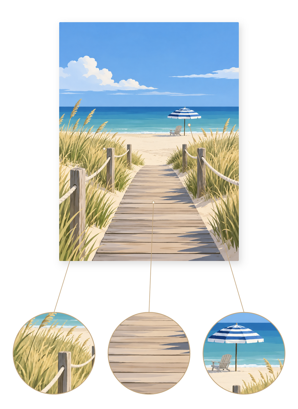 Dune Boardwalk finished seascape artwork detail
