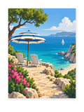 Seaside Terrace coastal paint by numbers artwork for adults