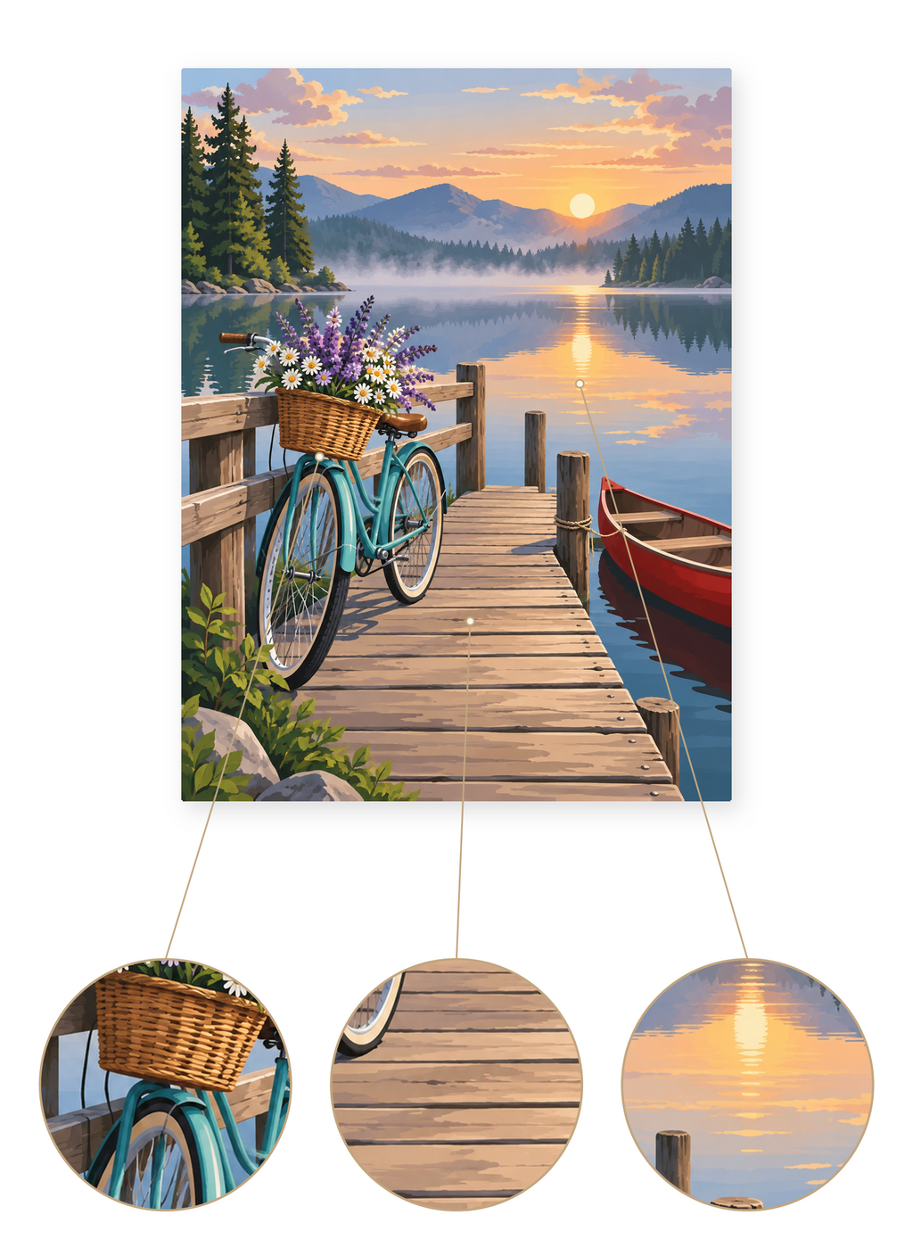 Lakeside Bicycle finished seascape artwork detail