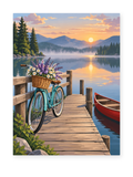 Lakeside Bicycle coastal paint by numbers artwork for adults