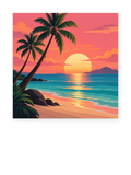 Tropical Sunset coastal paint by numbers artwork for adults