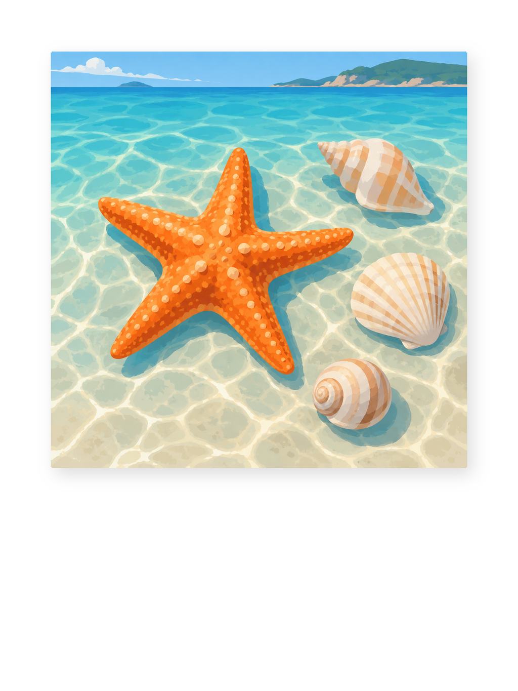 Shallow Starfish coastal paint by numbers artwork for adults