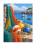 Harbor Fishing Nets coastal paint by numbers artwork for adults