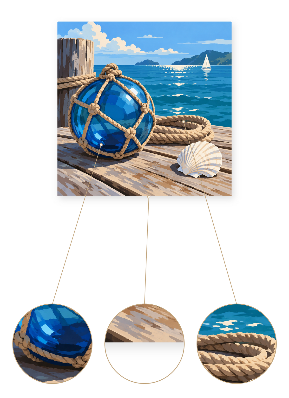 Nautical Buoy finished seascape artwork detail
