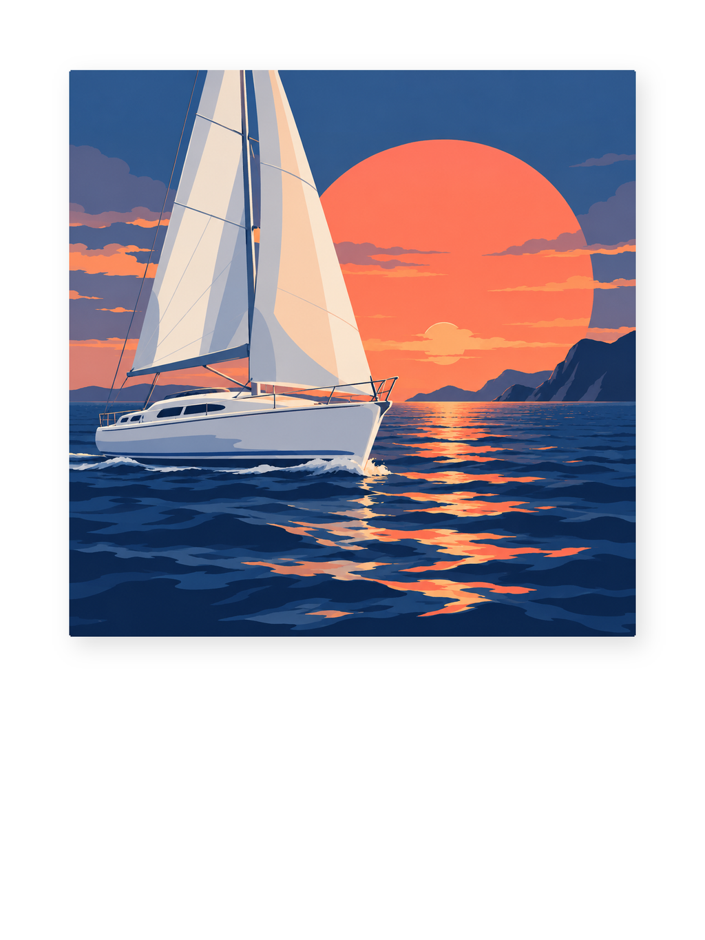Sunset Sailboat coastal paint by numbers artwork for adults