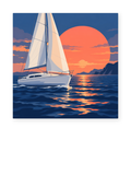 Sunset Sailboat coastal paint by numbers artwork for adults