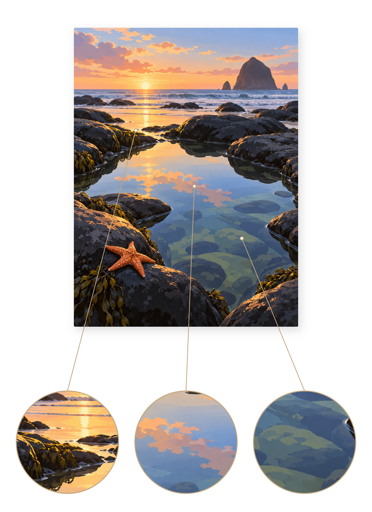 Rocky Tide Pool finished seascape artwork detail