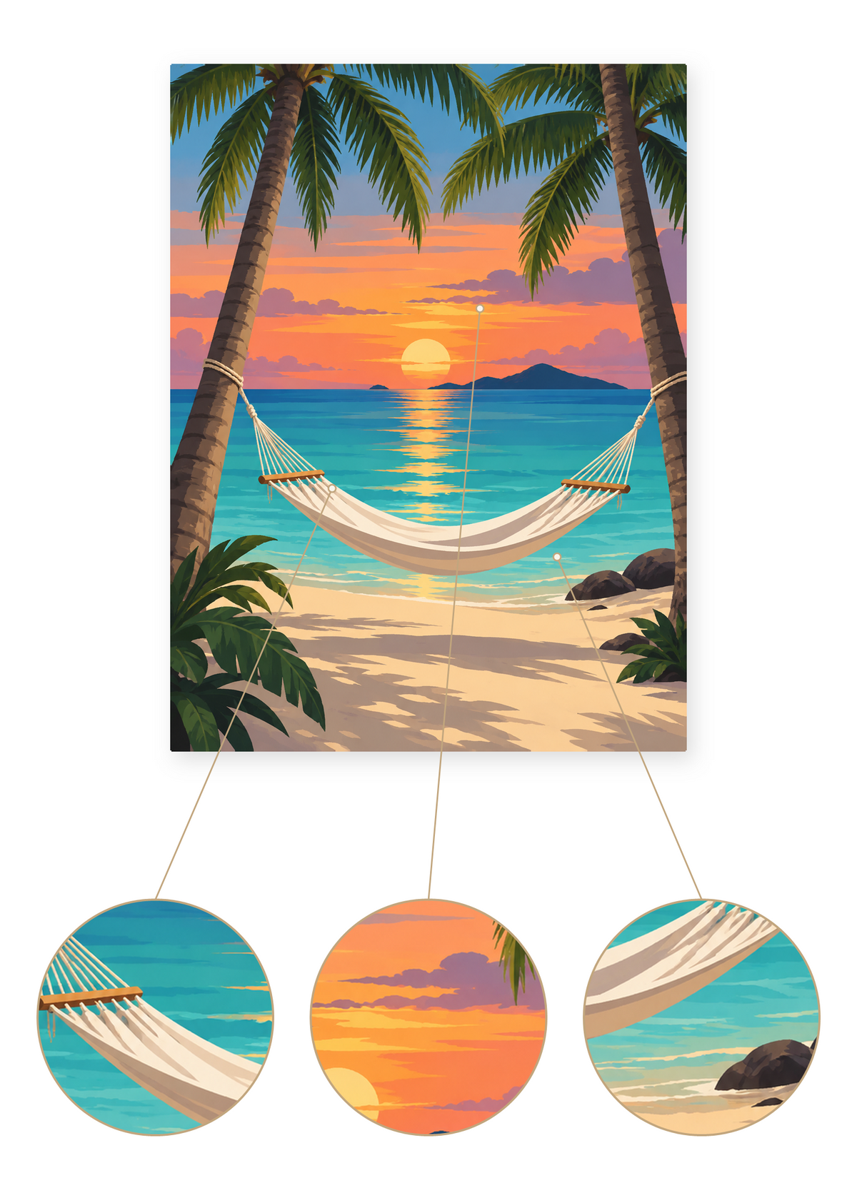 Tropical Hammock finished seascape artwork detail