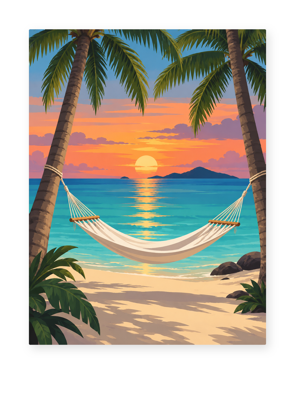Tropical Hammock coastal paint by numbers artwork for adults