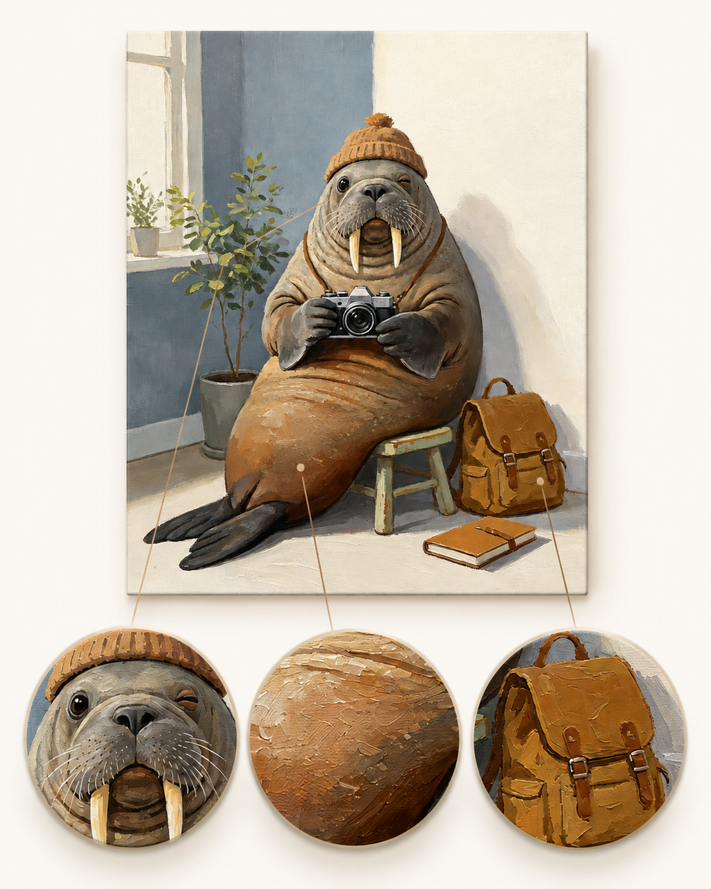 Walrus photographer paint by numbers artwork detail
